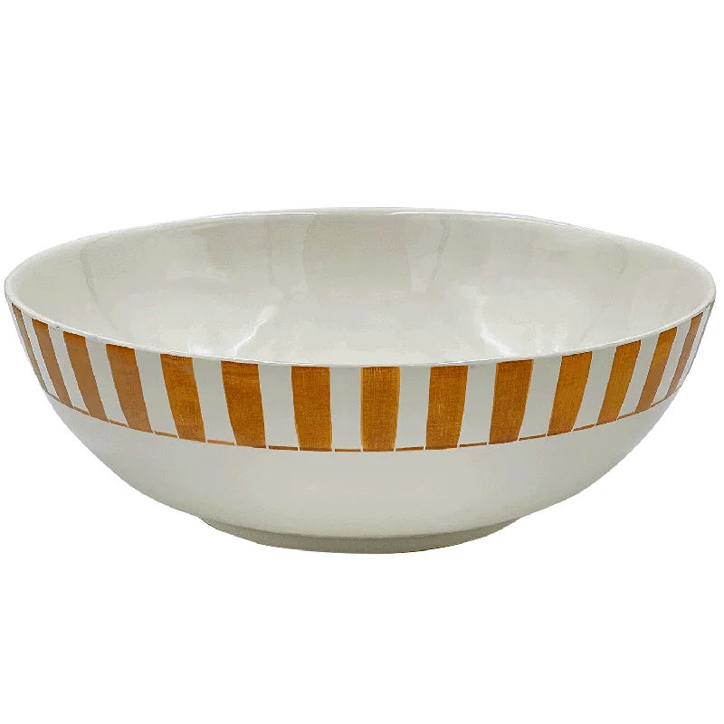 heavy-duty bamboo plates -Yellow Stripes Salad Bowl