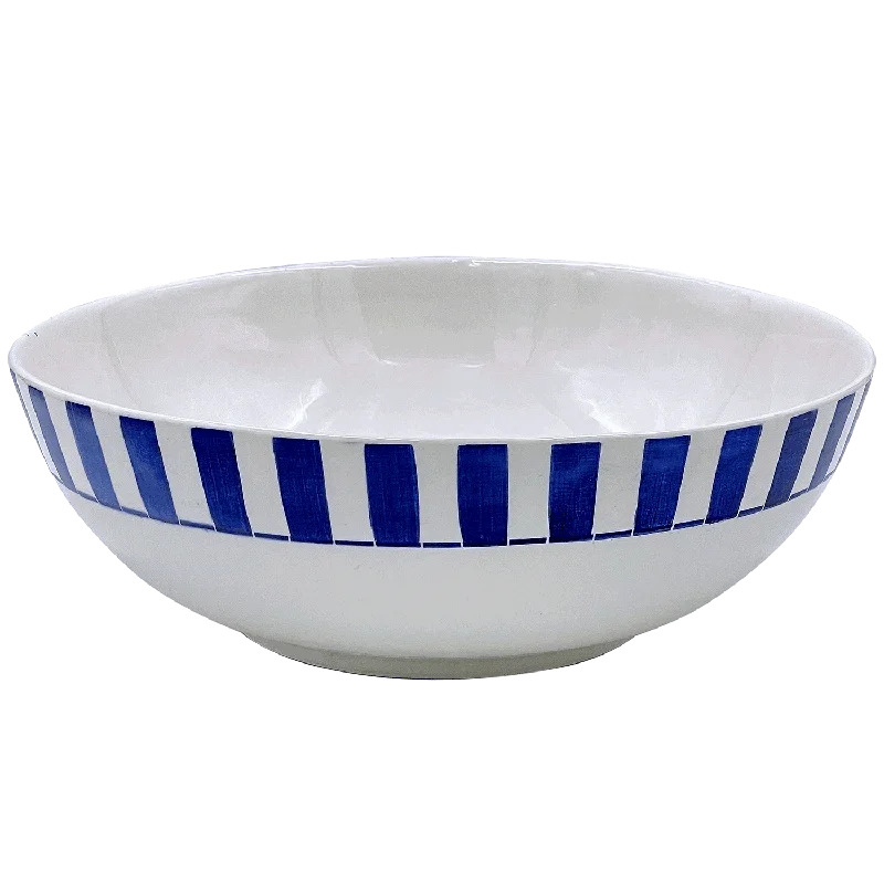 eco-friendly dinner spoons -Navy Blue Stripes Salad Bowl