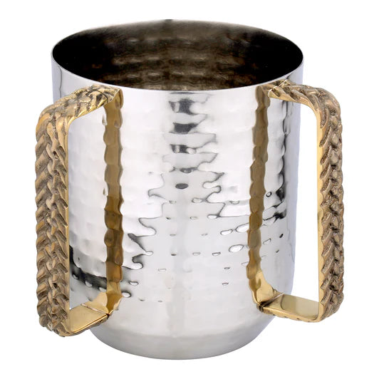 coffee cups for office -Hammered Stainless Steel Washing Cup with Braided Handles