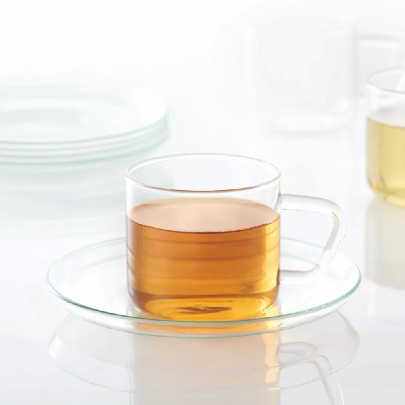 glass coffee mugs -Borosil Radius Cup & Saucer Set