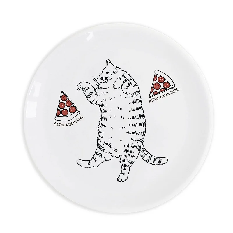 luxurious disposable dinnerware -"A little nibble here A little nibble there" Cat Ceramic 9.8" Plate