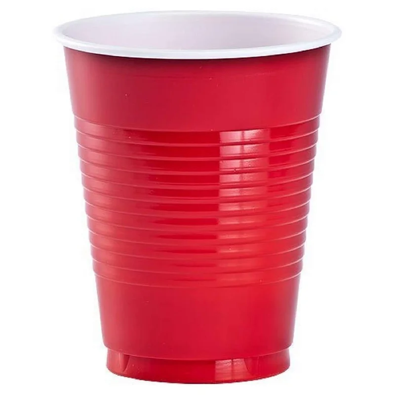 reusable coffee tumblers -Red Co-Ex Plastic Cup 18 oz