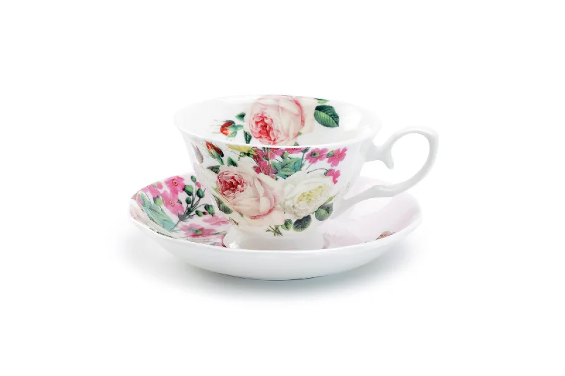 glass tumblers for tea -Liz's Rose Garden Bone China Tea Cup and Saucer