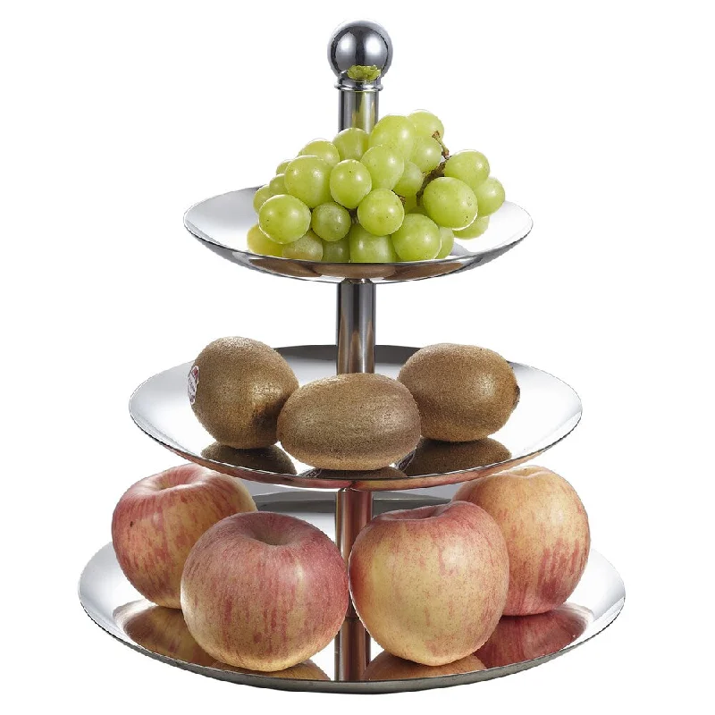 elegant flatware sets for parties -Visol 3 Tiers Stainless Steel Cupcake and Fruit Stand