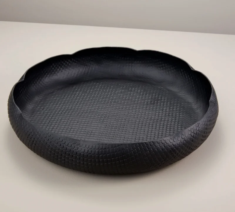 melamine dinner plates -Black Crosshatch Aluminum Bowl - 2 sizes