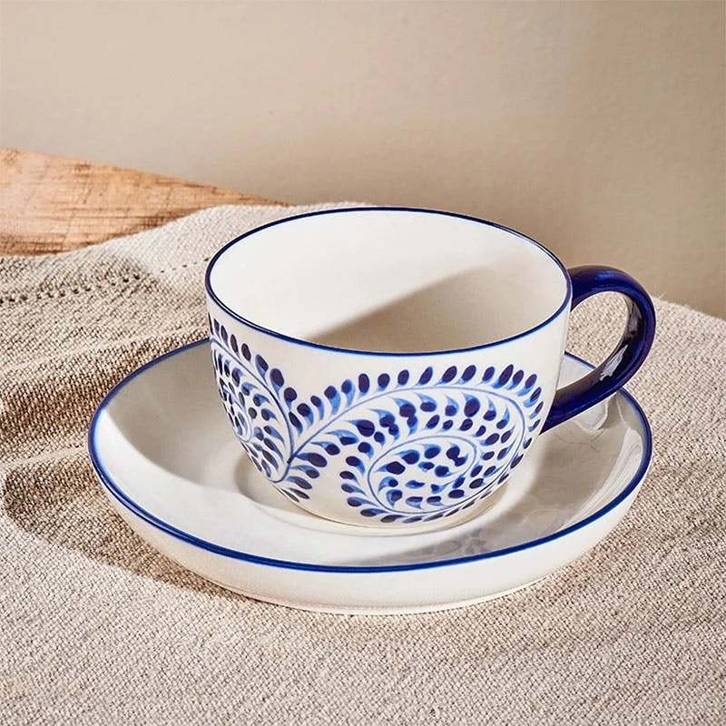 reusable mugs for tea -Eshani Cup & Saucer, Indigo