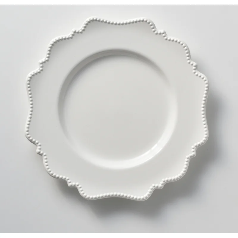 disposable serving trays -Red Vanilla Pinpoint White Dinner Plate 11" (Set of 6)