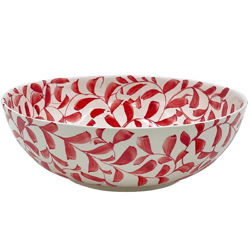 elegant gold dinnerware sets -Red Scroll Salad Bowl