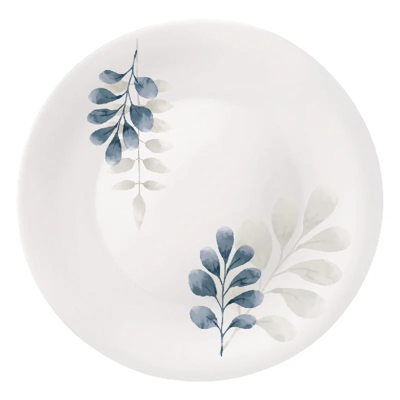 square dinner plates for modern dining -White Moon Botanica 10.75" Opal Glass Dinner Plate, Blue (Set of 24)