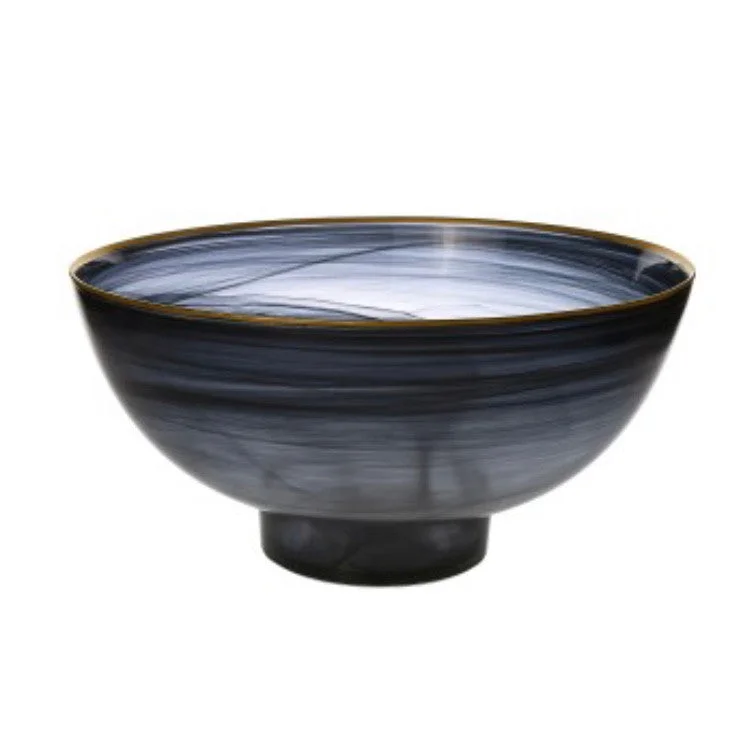 picnic-friendly cutlery sets -Black Alabaster Bowl w Gold Rim