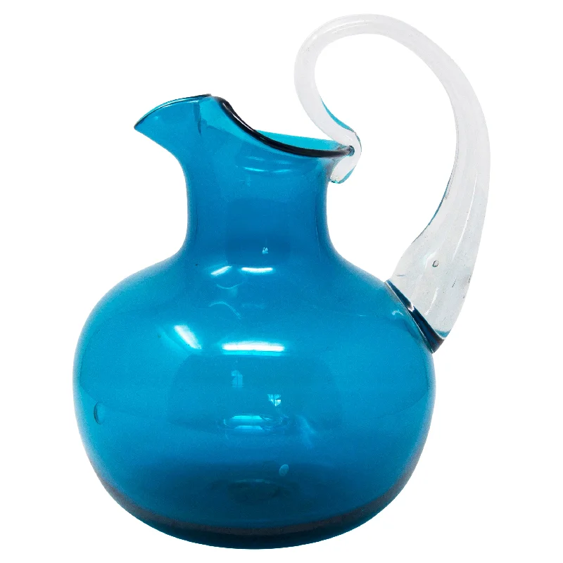 non-breakable drinking cups -Blenko Wayne Husted Aqua Round Pitcher