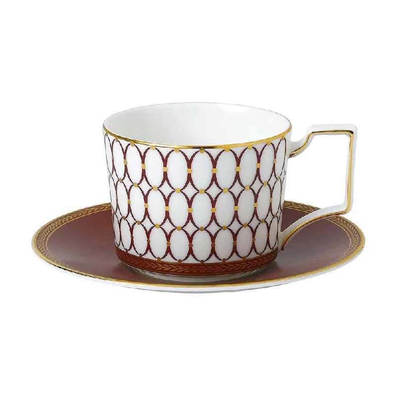 insulated coffee tumblers -Renaissance Red Teacup and Saucer