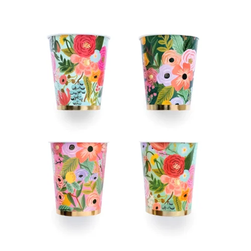 durable coffee cups -Floral Party 8 oz Cups