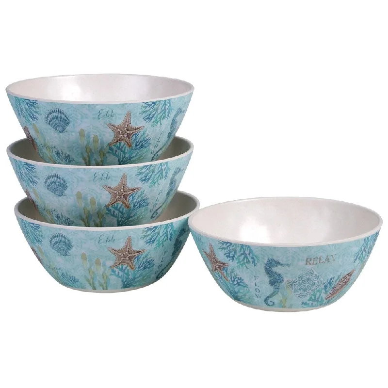 luxury serving platters -Certified International Beachcomber 6.5-inch Melamine All Purpose Bowls (Set of 4)