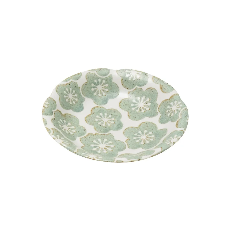 personalized dessert plates -Concept Japan Tsukinose Blossom Deep Plate Sage