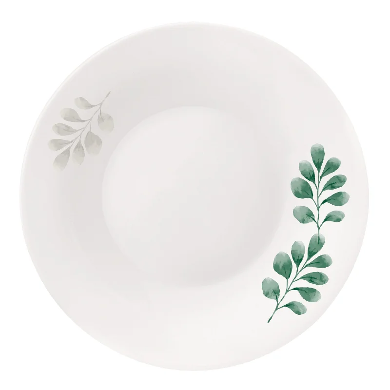 reusable picnic plates -White Moon Botanica 9" Opal Glass Soup Plate, Green (Set of 24)