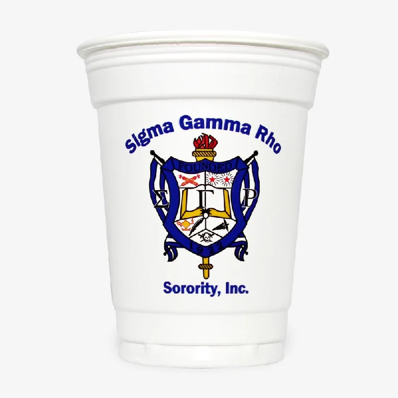 insulated travel mugs with straw -SGR - Sigma Gamma Rho - 16 oz White Plastic Cup (24ct)