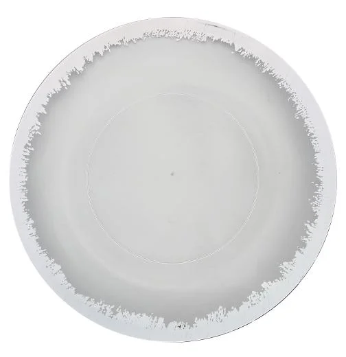 gold-rimmed glass dinnerware -Silver and Clear Round Plastic Plates - Scratched Silver