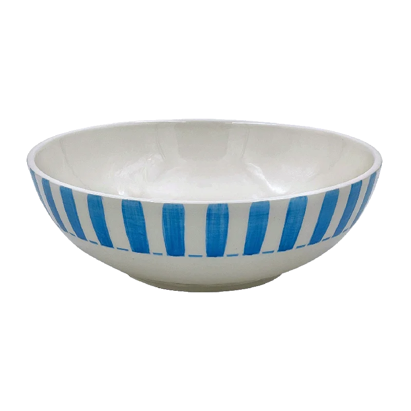 melamine serving plates -Large Light Blue Stripes Bowl