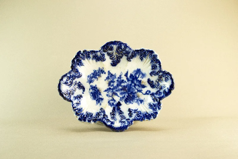 biodegradable plastic dinnerware -Flow blue serving bowl, late 19th c