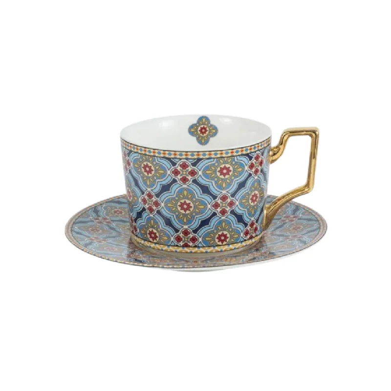 engraved ceramic coffee mugs -Shiraz Cup & Saucer Set (Design A)