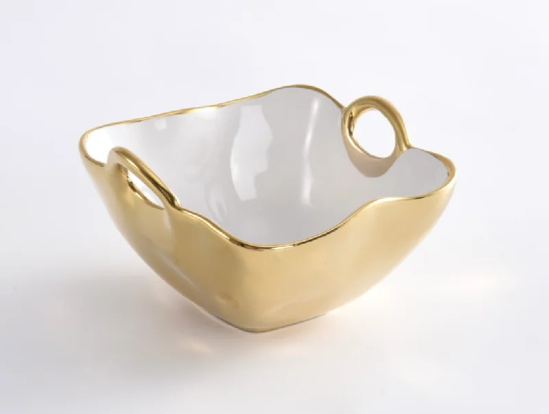 durable plastic cutlery for parties -Small White Snack Bowl Gold or Silver