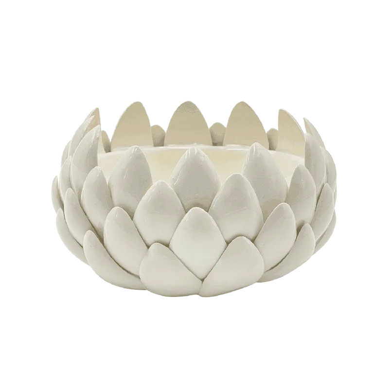 durable plastic dinnerware for kids -Medium Cream Artichoke Bowl