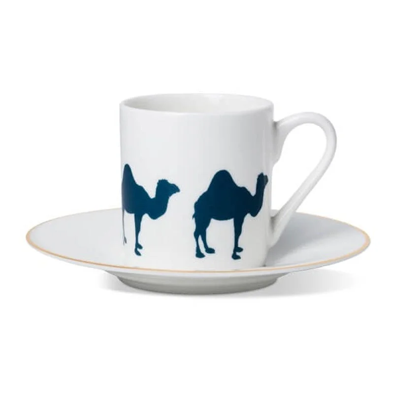 trendy coffee cups with designs -Camel Cup and Saucer