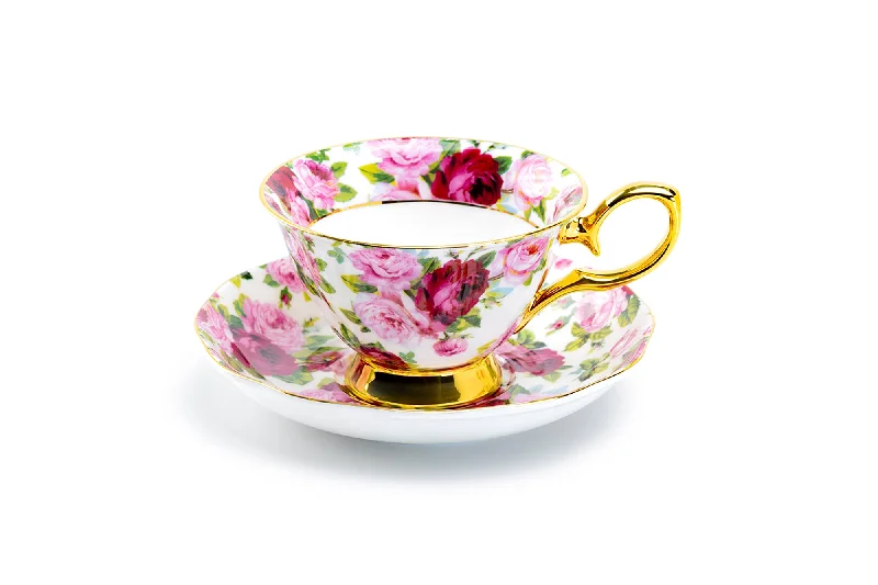 best tea cups for gifts -Pink Rose Gold Bone China Tea Cup and Saucer