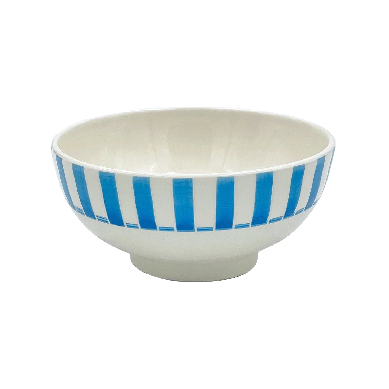 modern cutlery for weddings -Medium Light Blue Stripes Bowl