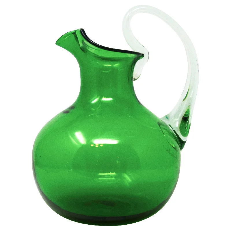 vintage-inspired glass cups -Blenko Wayne Husted Green Round Pitcher