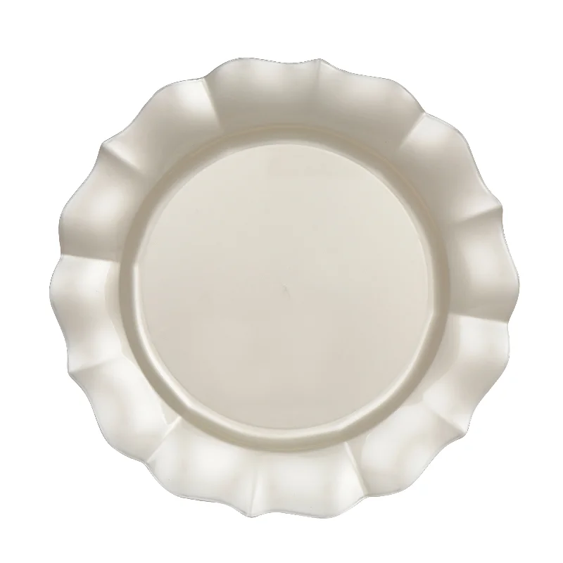 multi-color dinner plates -Pearl Round Plastic Plates - Scalloped