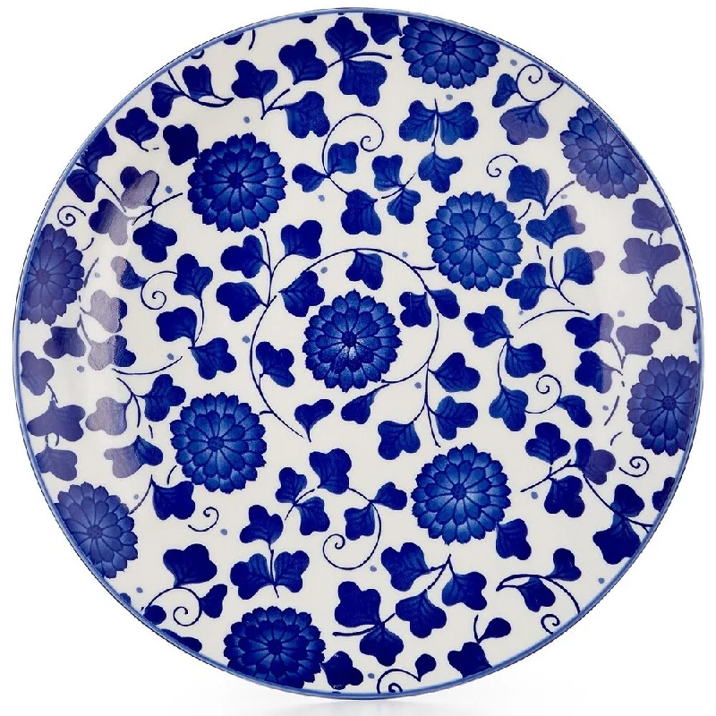 durable dinner plates for everyday use -Certified International Chelsea Mix and Match Indigo Poppy Dessert Plate 8.5" - Blue - 8.5