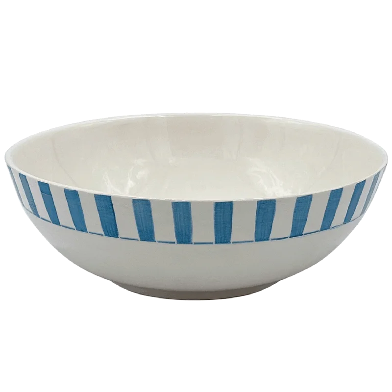 camping dinnerware sets -Light Blue Stripes Salad Bowl