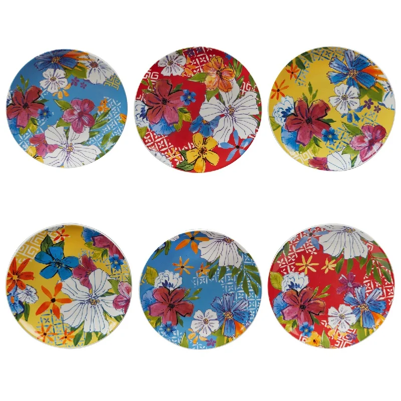 biodegradable salad plates -Certified International Flower Power 8.5-inch Salad/Dessert Plates, 6 Assorted Designs