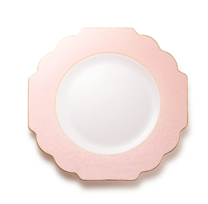 bamboo dinnerware for kids -Pink and Gold Rim Plastic Plates 10 Pack - Grand