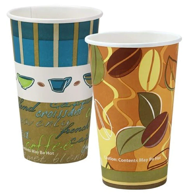 funny personalized coffee cups -Paper Cup Hot Coffee Bean Pattern Hot Cold 16 oz