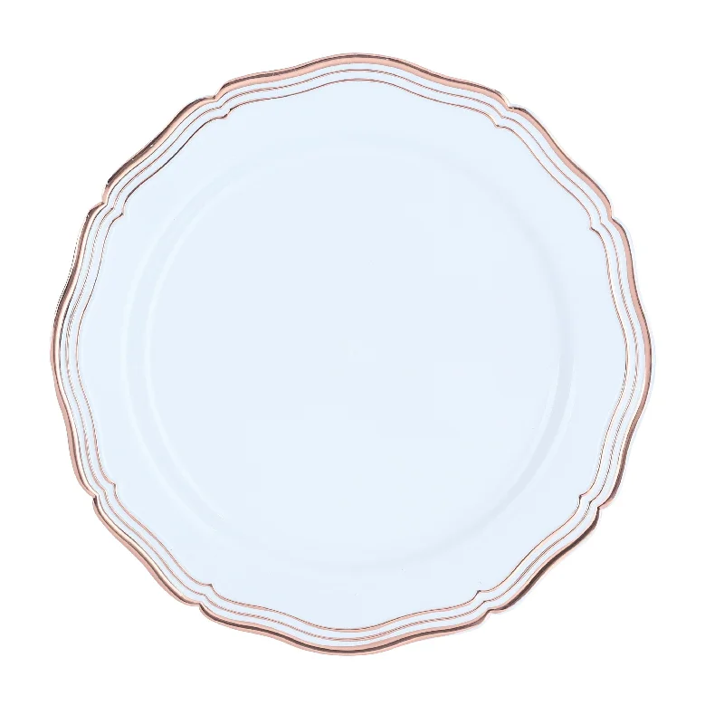 high-quality ceramic serving bowls -Rose Gold and White Round Plastic Plates 10 Pack - Aristocrat