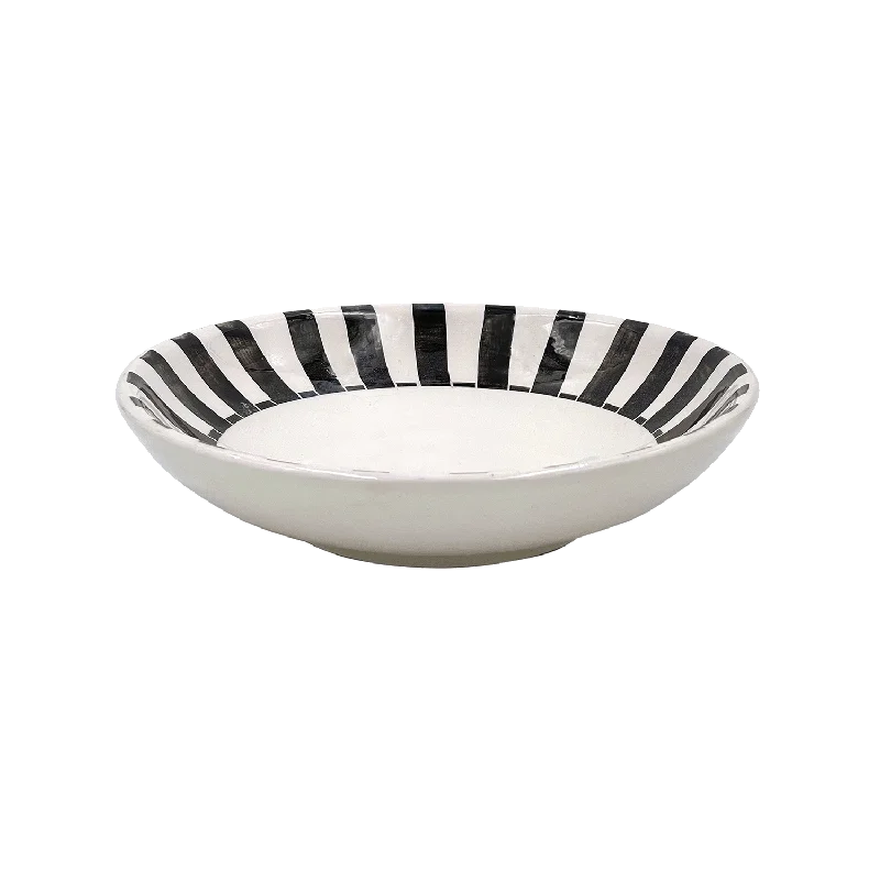 custom bamboo dinner plates -Black Stripes Pasta Bowl