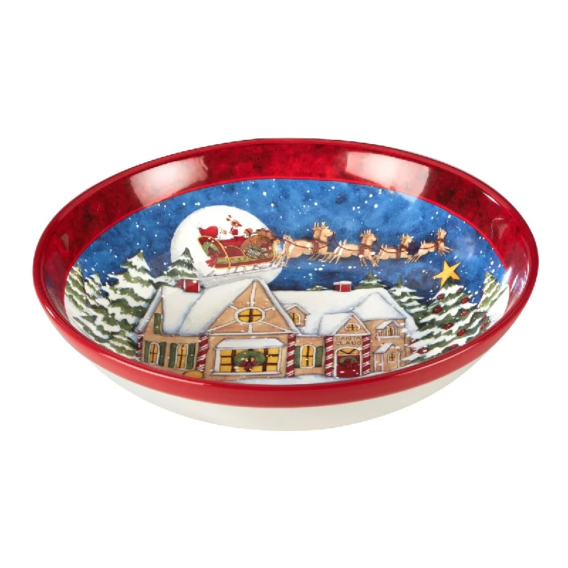 high-end cutlery for restaurants -Certified International Santa's Workshop 13" x 3" Serving Bowl