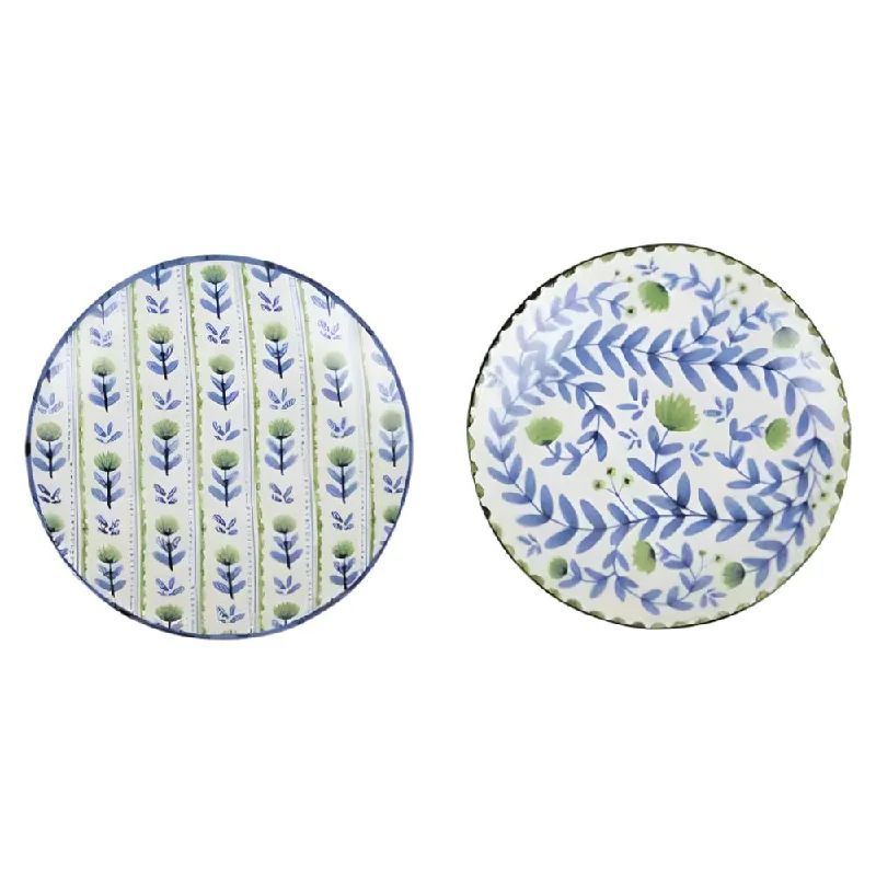 biodegradable dinner plates -Indigo Ceramic Plate Blue/Green Assorted 16cm