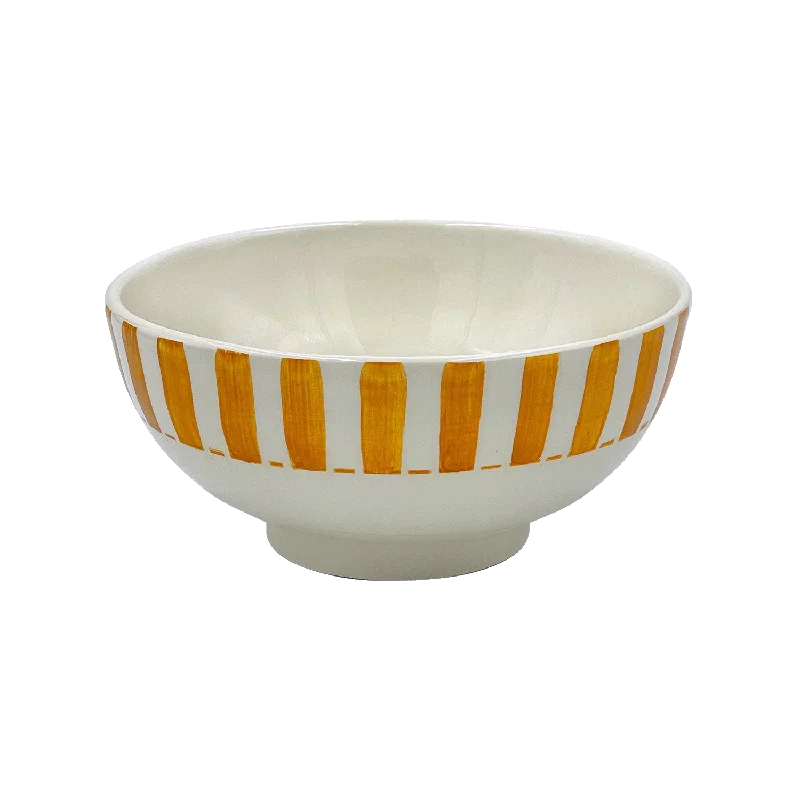 personalized dinner plates -Medium Yellow Stripes Bowl