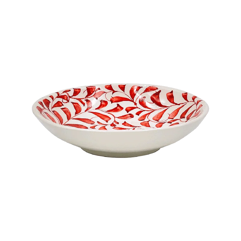 disposable dinner plates for restaurants -Red Scroll Pasta Bowl