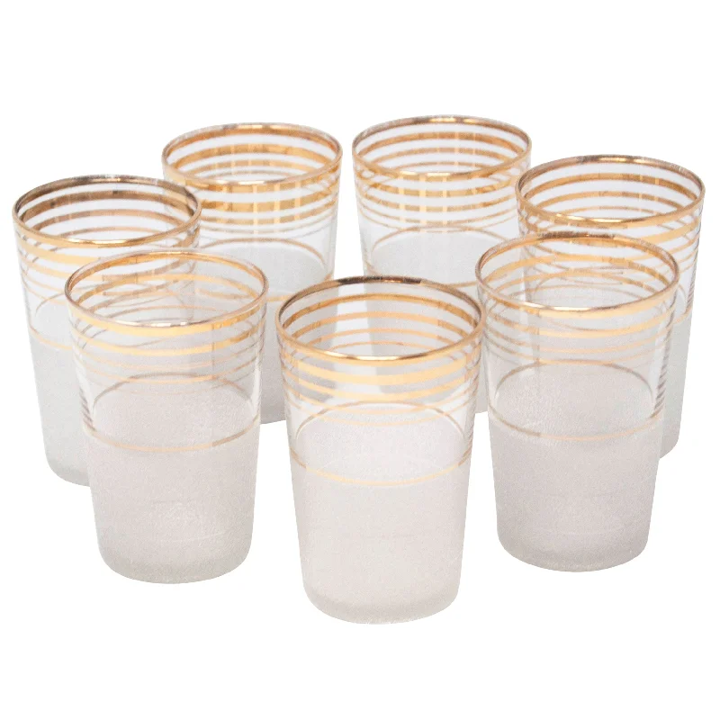 stackable plates for small spaces -Gold Rings Frosted Tumblers