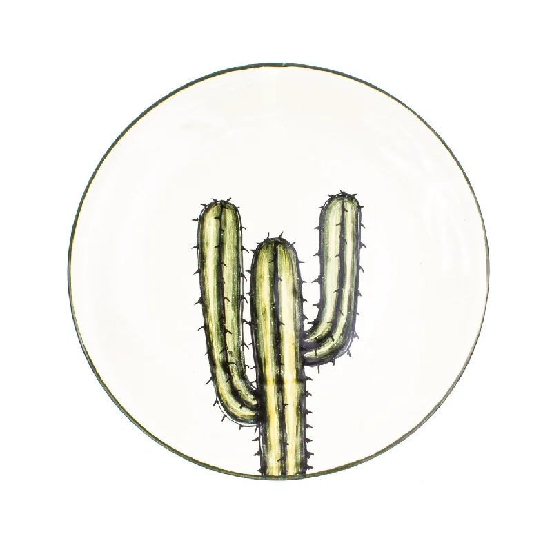 festive dinnerware sets for holidays -Novica Handmade Saguaro Ceramic Salad Plates (Pair)