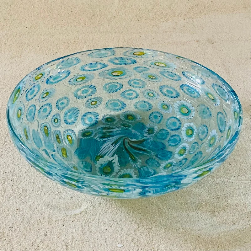 reusable plastic dinnerware -Blown glass - 30cm classic bowl 'Tranquille' murrine by Anselm