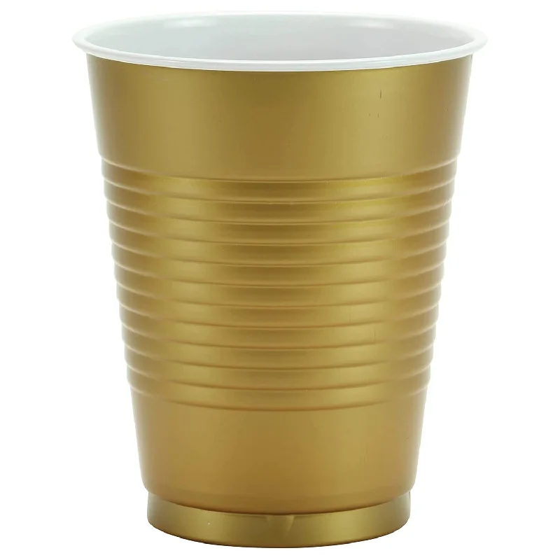 unique travel mugs for work -Hanna K. Signature Plastic Cups Gold 18 oz