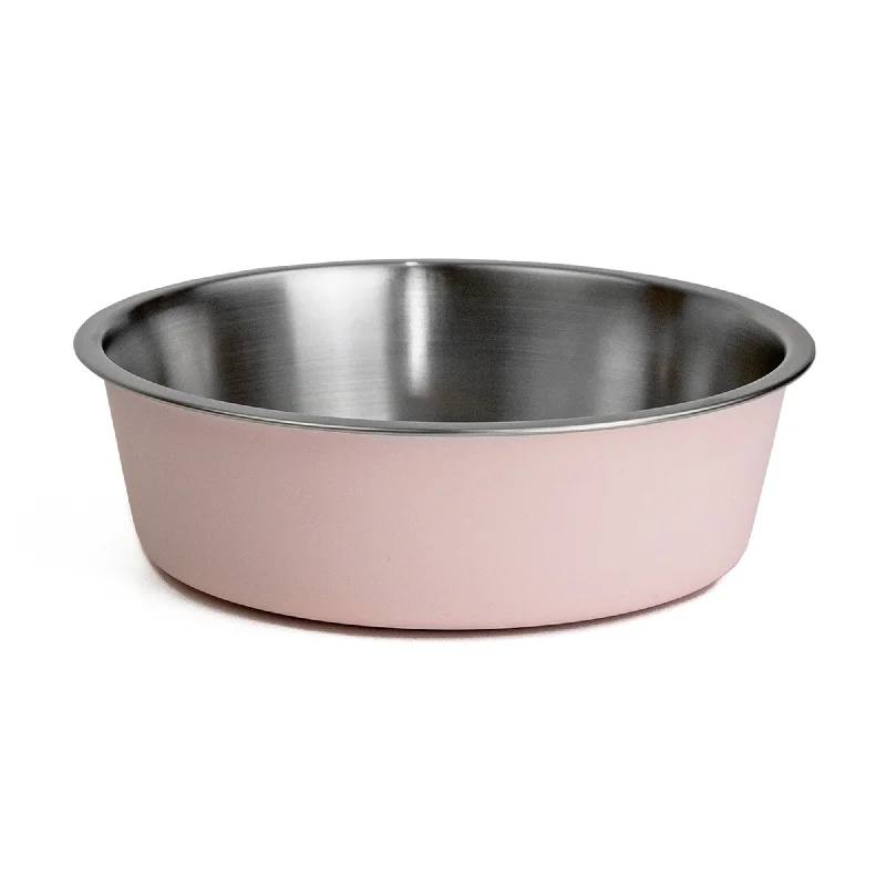 disposable dinnerware sets for camping -WagTime - Pink Stainless Steel Dog Bowl (Large)