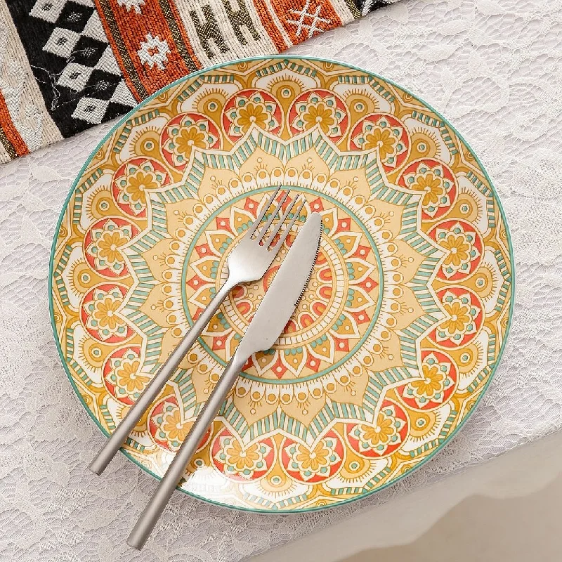 high-end serving plates -vancasso Mandala Bohemian 4-Piece Dinner Plate