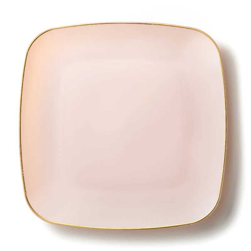 colorful plastic cutlery -Pink and Gold Rim Square Plastic Plates 10 Pack - Classic